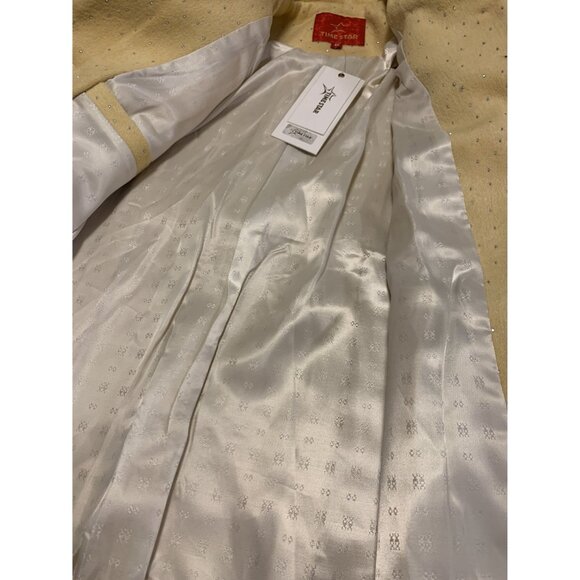 NWT Time Star Butter Yellow Kids 36 Gold Button Pea Coat - Picture 8 of 8